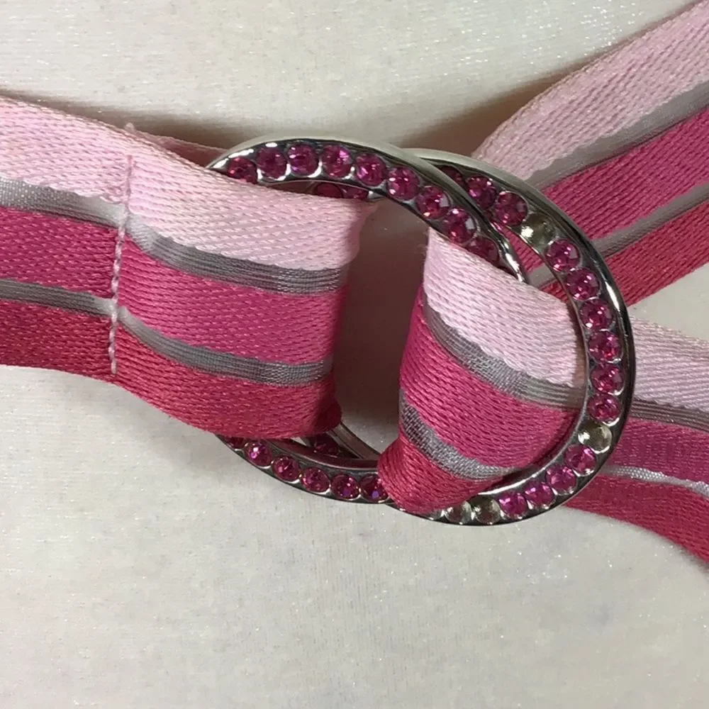 Belt Double Ring Rhinestone Cloth Barbiecore Pink Belt